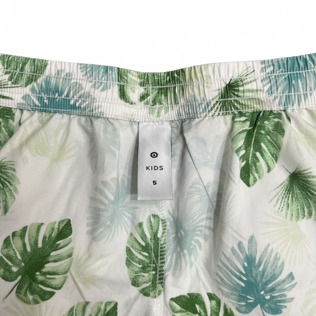 KIDS Kids White Tropical Leaf Print Elastic Waist Shorts