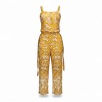 Women's Mustard Yellow Botanical Print Linen Jumpsuit