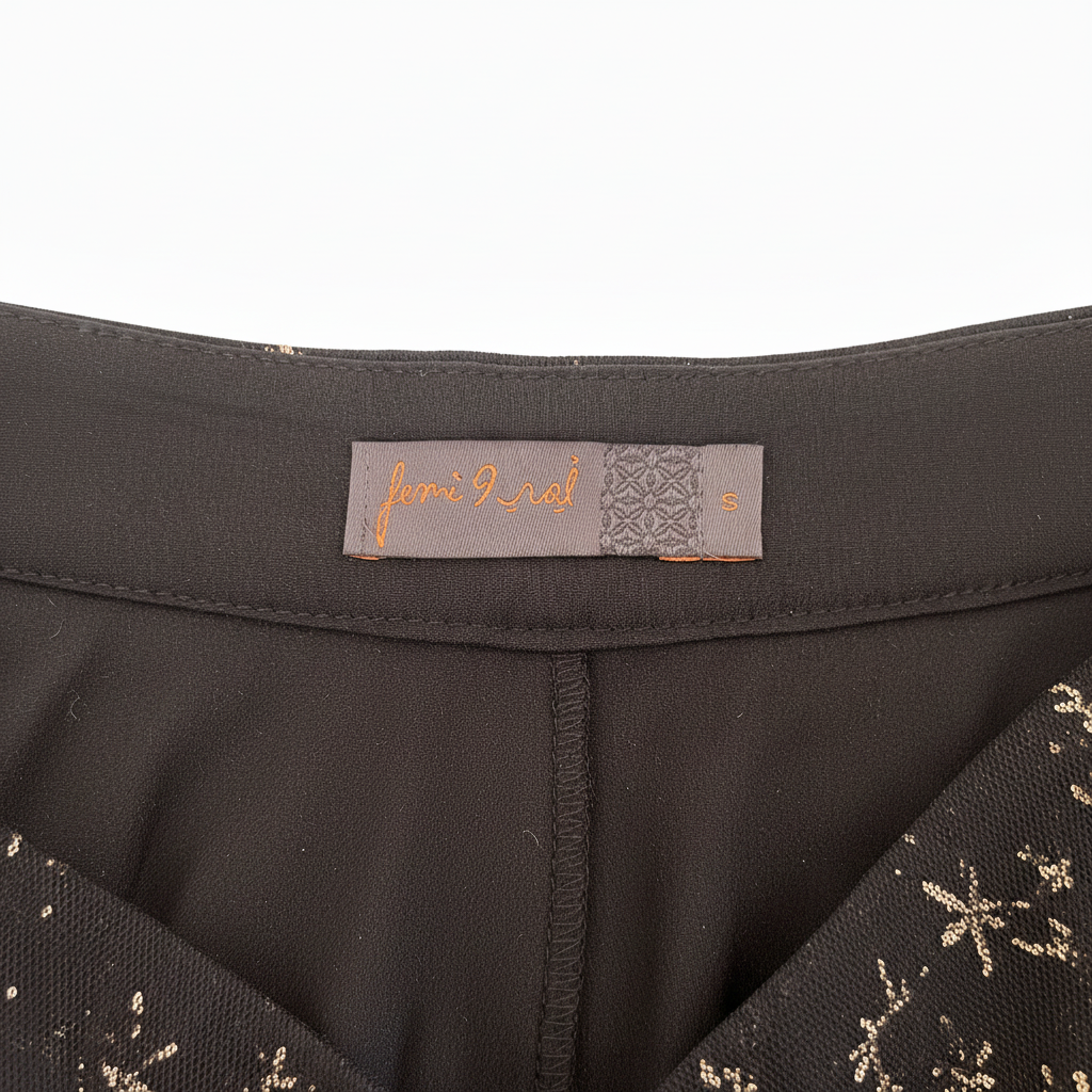 femi9 Women's Black Metallic Floral Pleated Tulle Skirt