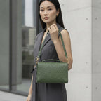 Forest Green Ostrich-Effect Crossbody Bag