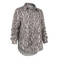 H&M Women's Grey Snakeskin Print Button-Down Blouse