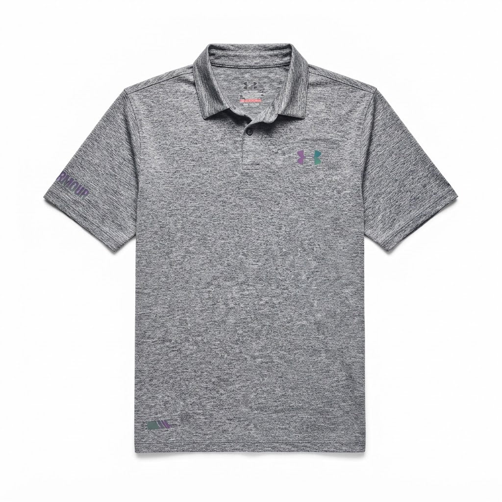 [WearU Generated:merch_clean_front] Under Armour Heather Grey Synthetic Polo Shirt – merch clean front