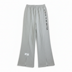 Women's Grey Wide Leg Pintuck Slogan Sweatpants
