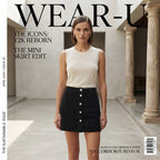 Black Button-Down Corduroy Mini Skirt with Patch Pockets
