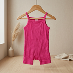 SHEIN Hot Pink Ribbed Double Strap Baby Romper - Size 6-9M