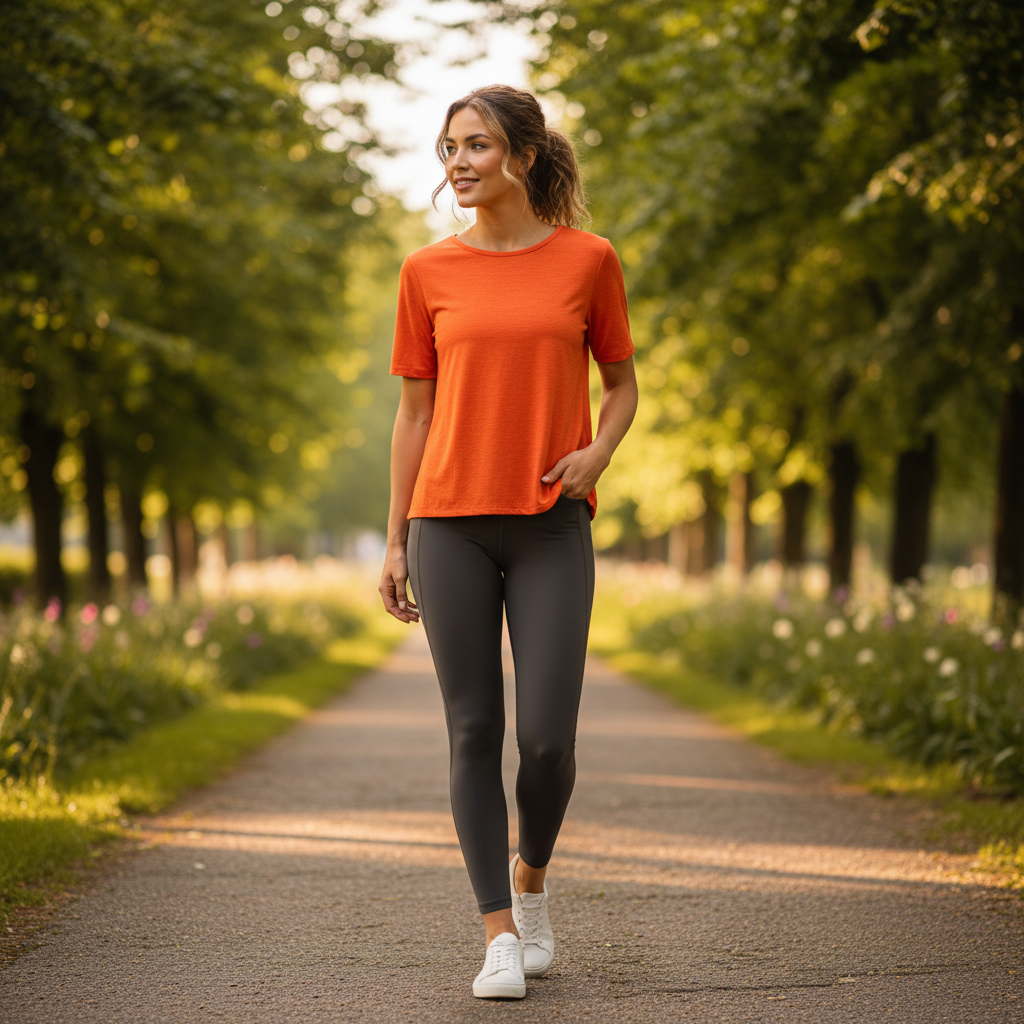 Athlux Women's Orange Performance Activewear Tee - M
