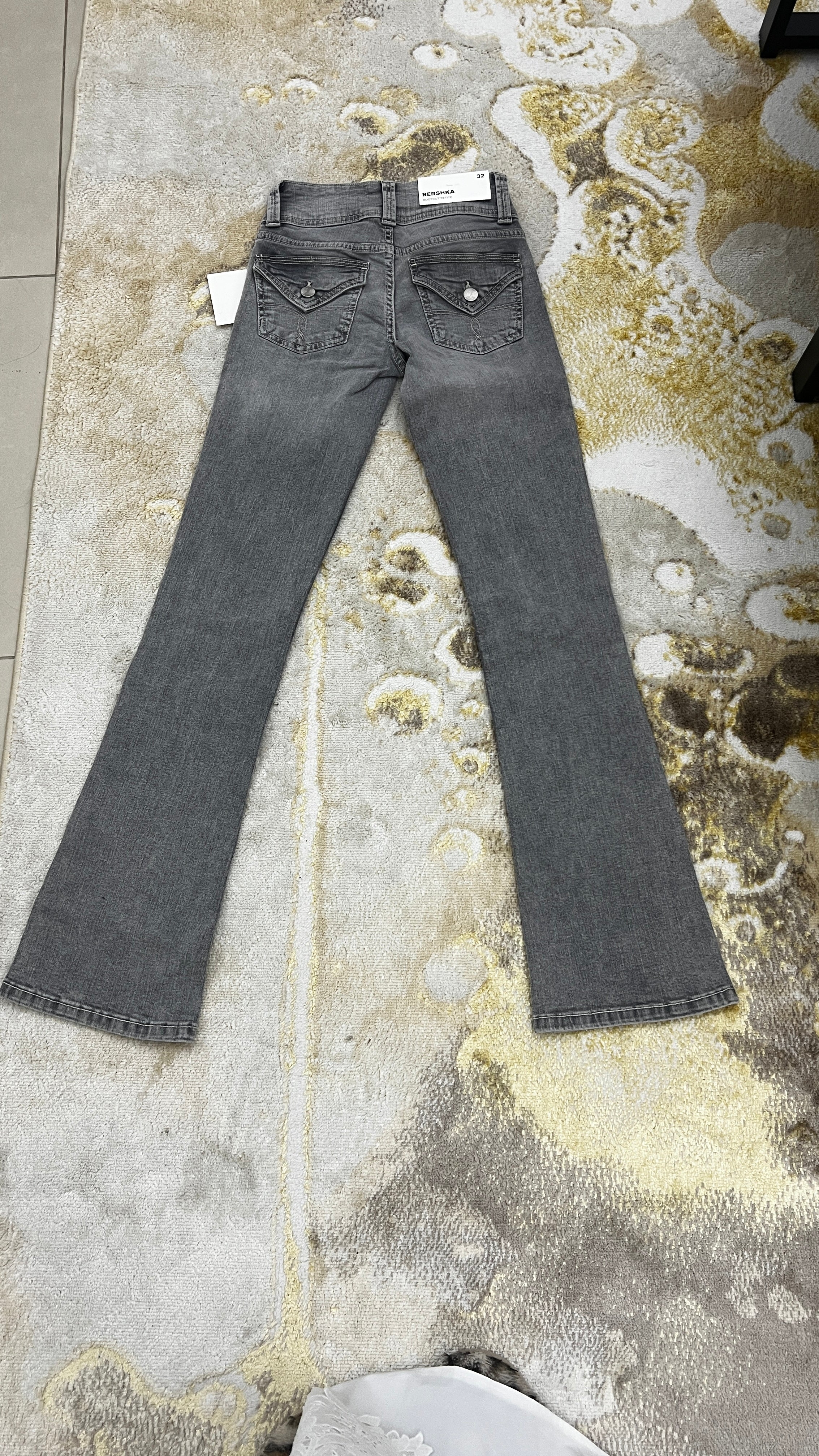 Bershka Bershka Grey High-Rise Bootcut Jeans with Y2K Detail
