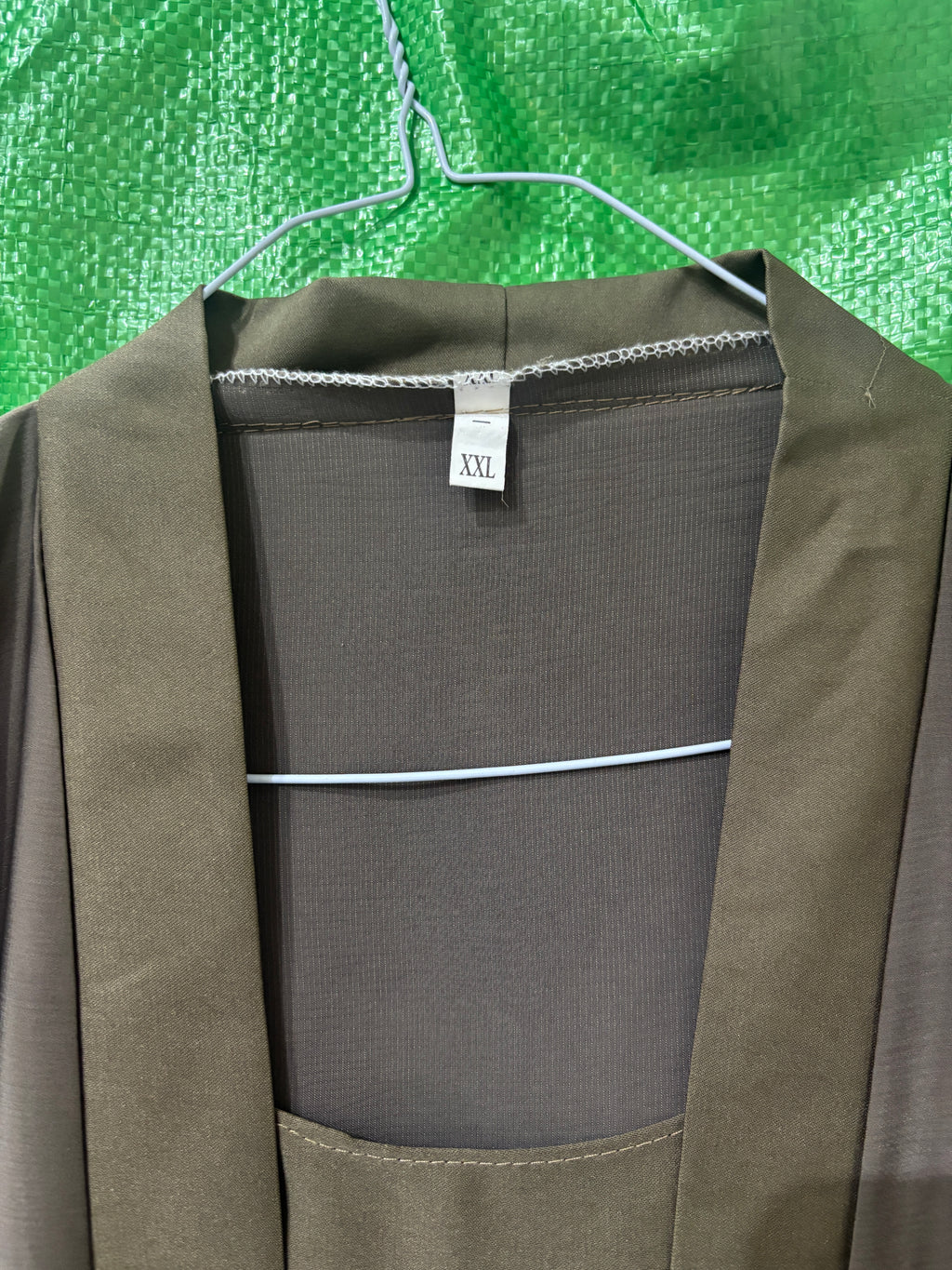 represent Olive Brown Embroidered Open-Front Abaya with Wide