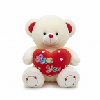 Cream Plush Teddy Bear with Red Love You Heart Gift