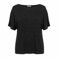 Women's Black Sparkly Short Sleeve Knit Top