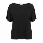 Women's Black Sparkly Short Sleeve Knit Top