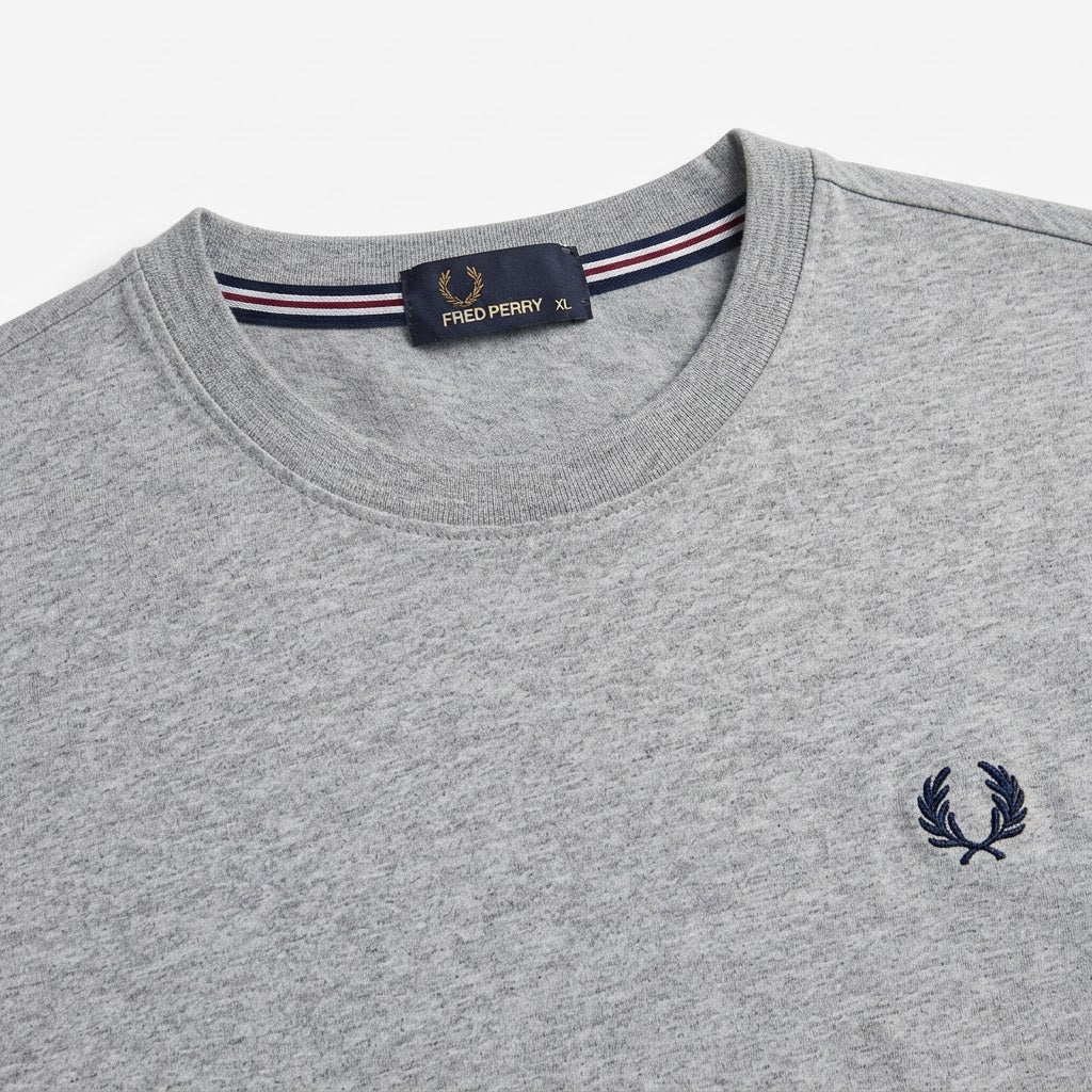 [WearU Generated:merch_detail] Fred Perry Heather Grey Marl Cotton Jersey T-Shirt – merch detail
