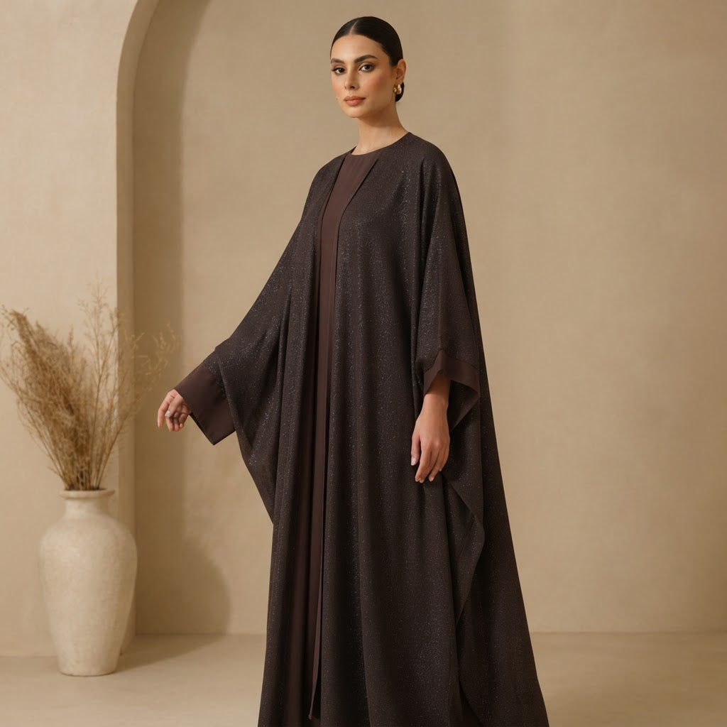 represent Chocolate Brown Shimmer Kaftan-Style Floor-Length