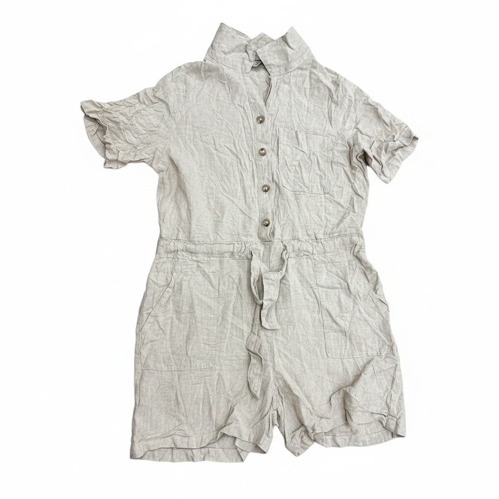 F&F Women's Beige Linen Rich Utility Romper Playsuit - New