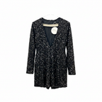 Boohoo Black Sequin Plunging V-Neck Mini Dress