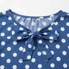 Women's Royal Blue Polka Dot Peasant Blouse