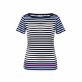 Marcs Women's Striped Cotton Boat Neck T-Shirt - Blue XXS