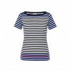 Marcs Women's Striped Cotton Boat Neck T-Shirt - Blue XXS
