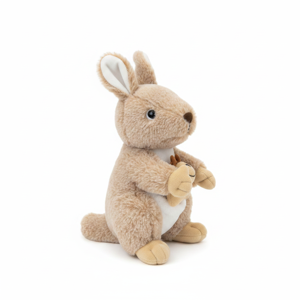 Soft Beige Mother and Baby Bunny Plush Toy