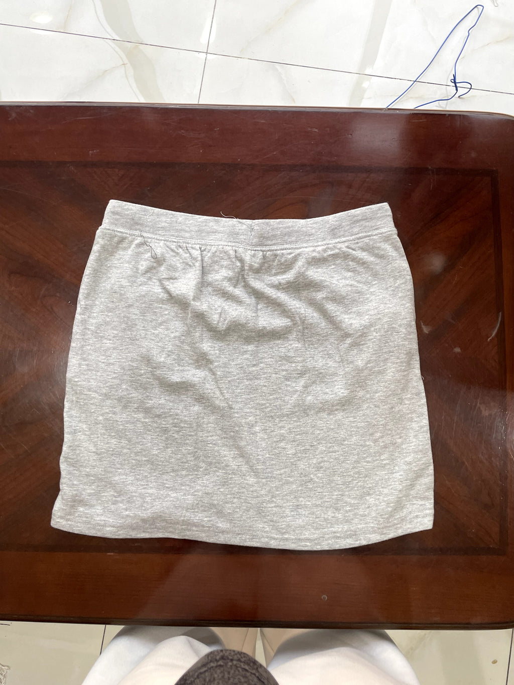 Light Grey Heather Drawstring Jersey Mini Skirt