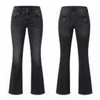 Bershka Washed Black Flare Jeans with Chevron Pocket Detail
