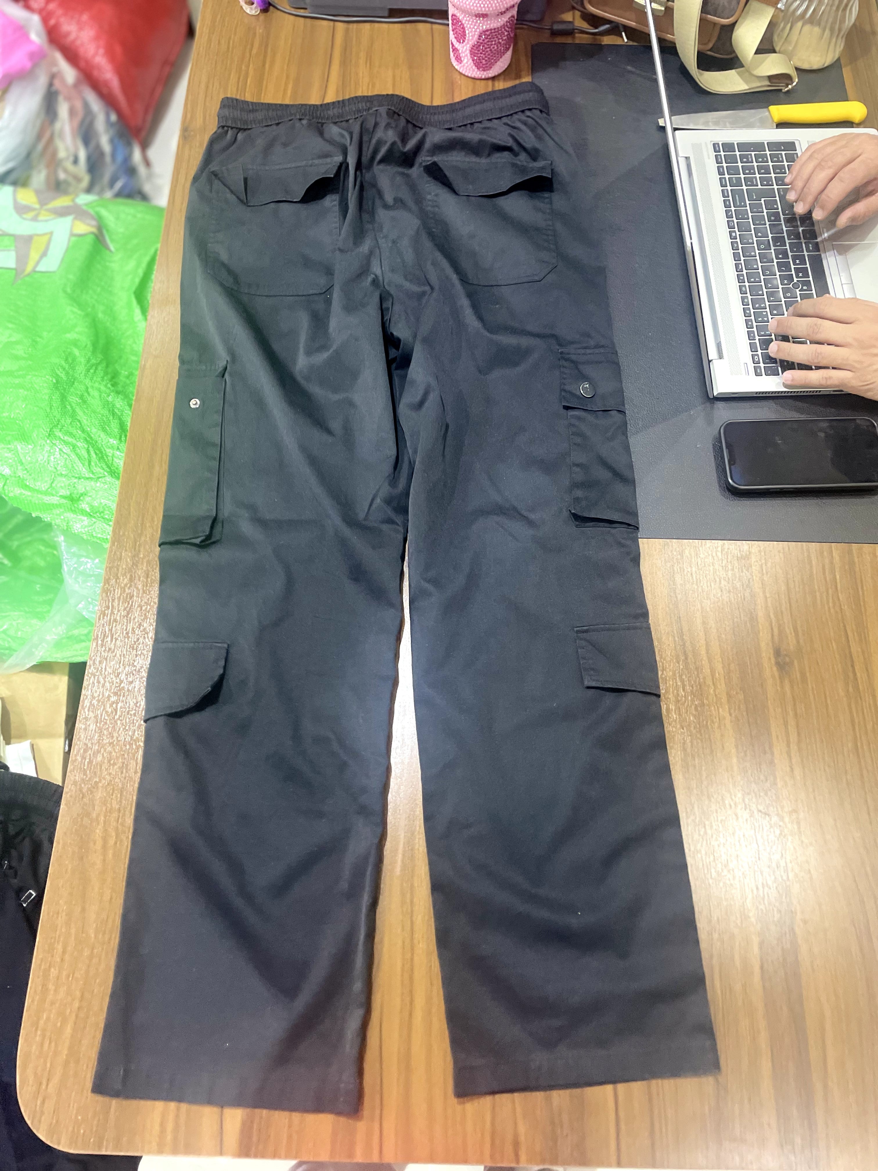 represent Black Wide Leg Cargo Trousers with Multi-Pocket Ut