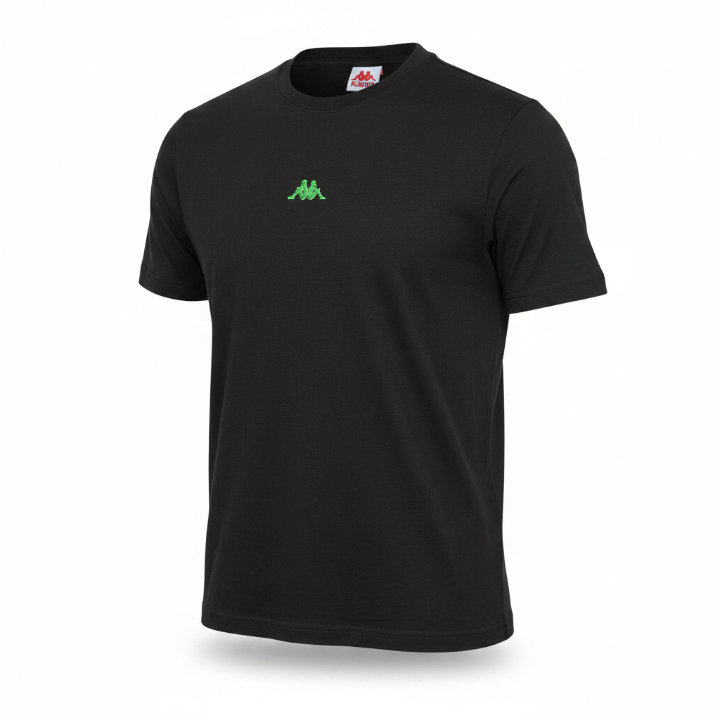 Kappa Men's Black Embroidered Logo Cotton T-Shirt Size M
