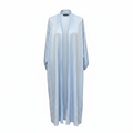 Tris BOUTIQUE Women's Light Blue Pleated Long Kimono Robe