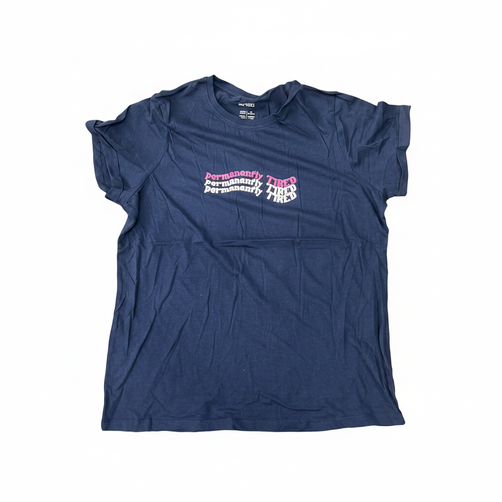 Women's Navy Blue Graphic Slogan T-Shirt