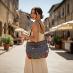 Sembonia Monogram & Checkered Hobo Bag with BS Charm