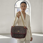 COACH NEW YORK Burgundy Monogram Coated Canvas Crossbody Bag