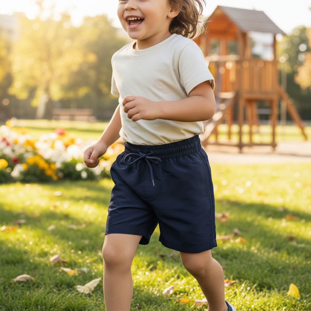 anko School Kids' Navy Blue Elasticated Drawstring Shorts
