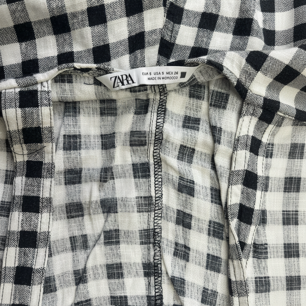 Zara Black & White Gingham Linen Blend Overalls - Size S