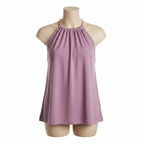 Women's Purple Linen Halter Neck Gathered Top