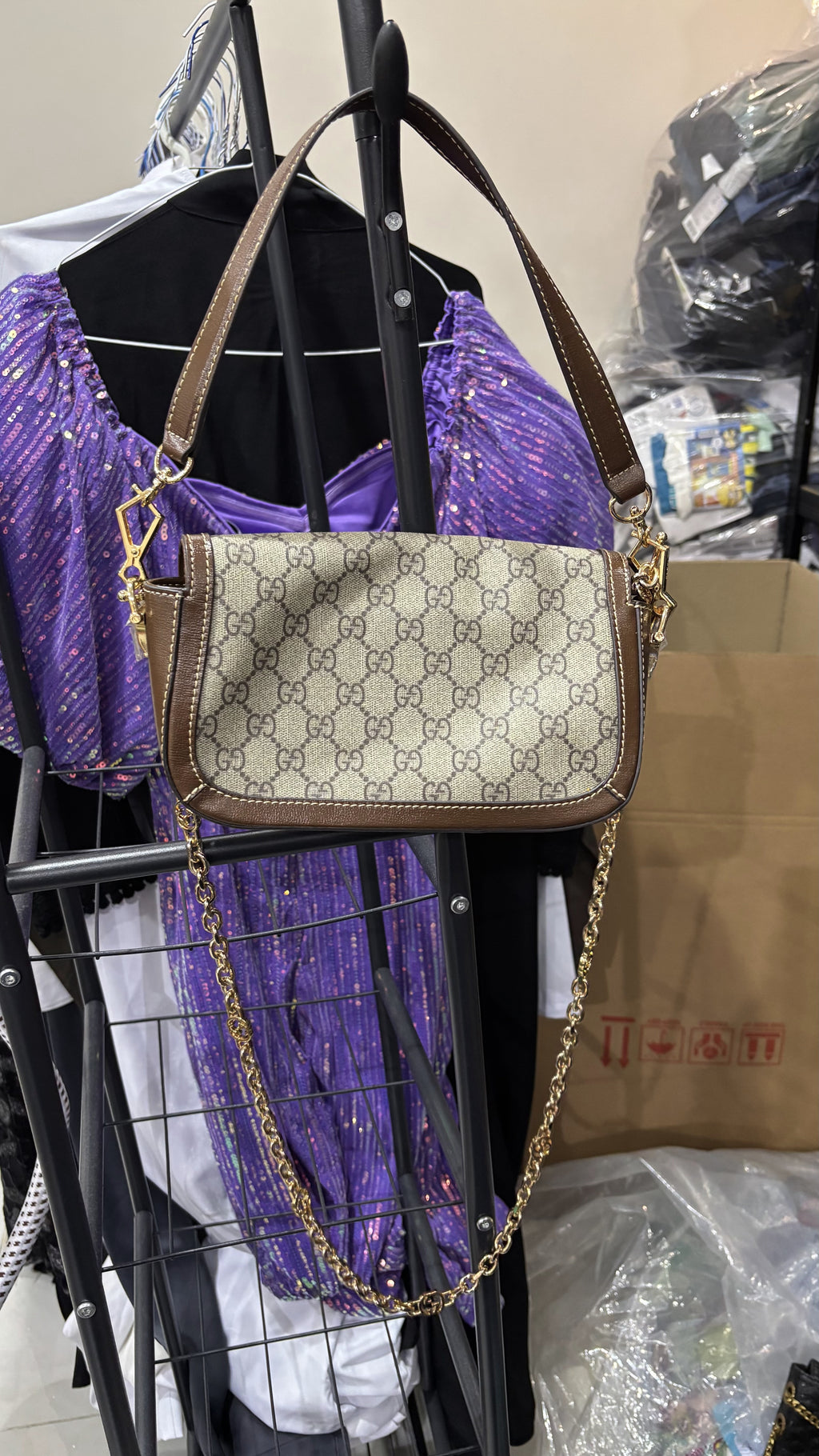 Gucci Gucci Horsebit 1955 Small GG Supreme & Leather Bag