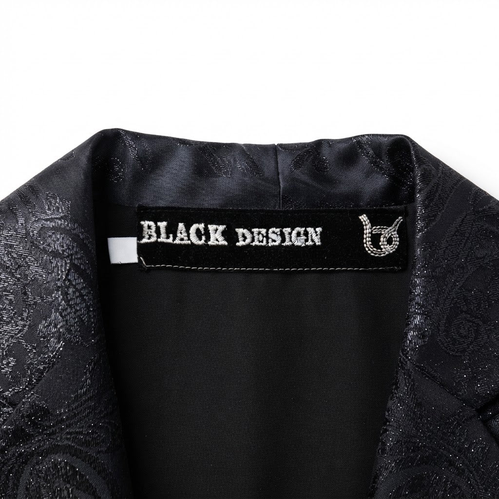 Women's Black & black Metallic Jacquard Open Abaya