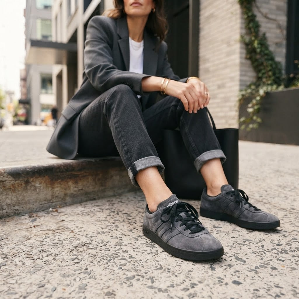 adidas Adidas Grey Suede Low-Top Sneakers