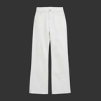 Premium White High-Waisted Wide-Leg Denim Pants