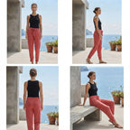 Coral Rose Elasticated Waist Ribbon Drawstring Pants
