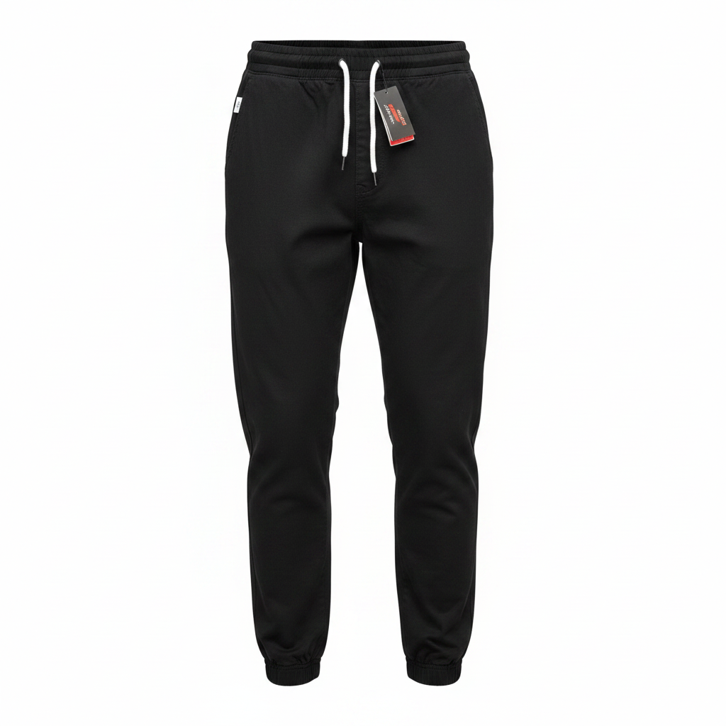 GALAXY BY HARVIC Men's Black Elasticated Waist Jogger Trouse