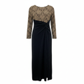Women's Black and Gold Metallic Long Sleeve Maxi Dress