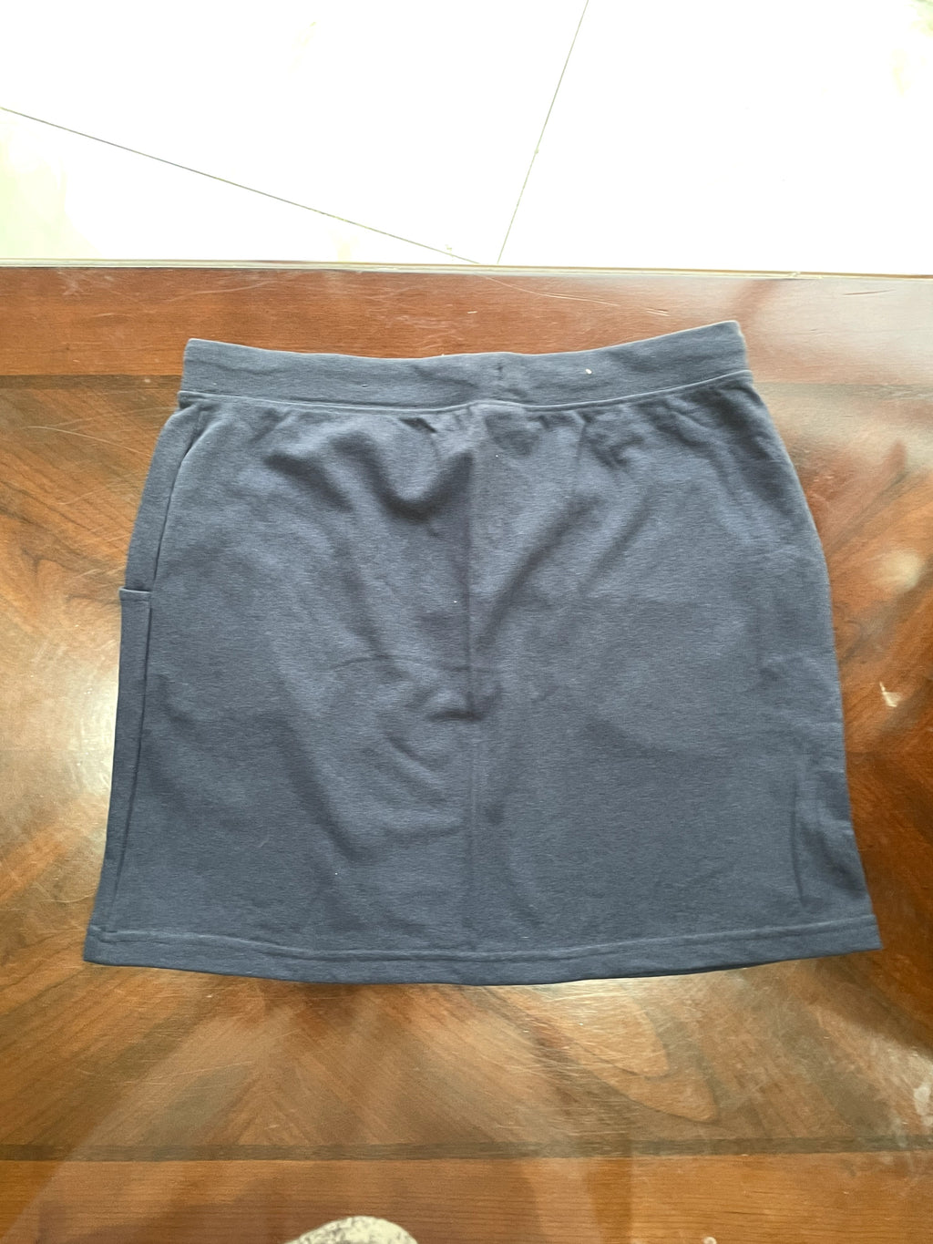Navy Blue Jersey Mini Skirt with Drawstring Waist