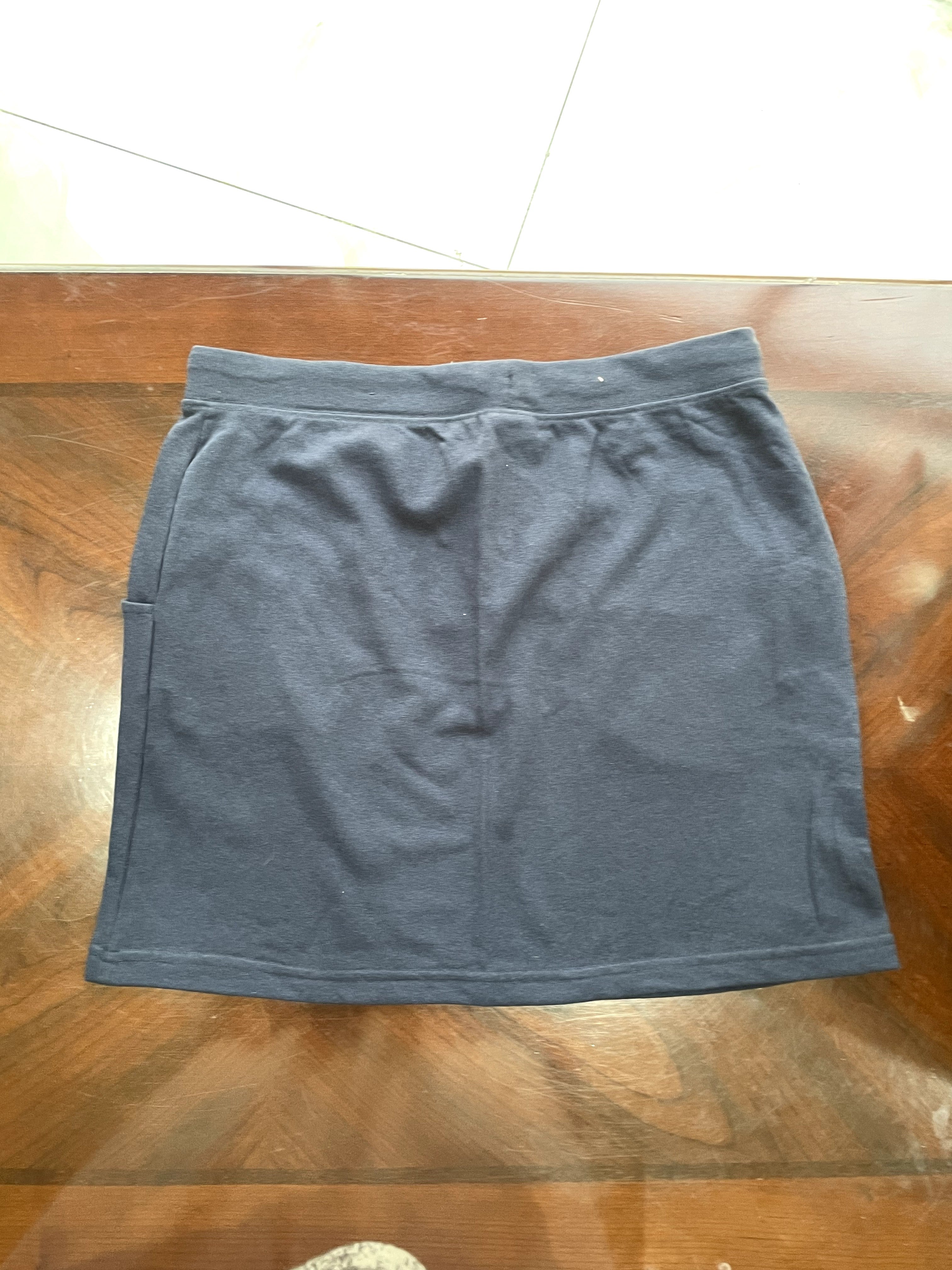 Navy Blue Jersey Mini Skirt with Drawstring Waist
