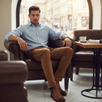 Splash Men's Tan Slim-Fit Cotton Chino Trousers