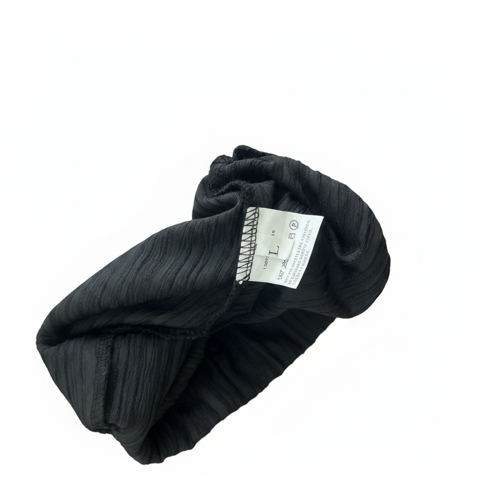 Women's Black Plissé Wide-Leg Pleated Culottes