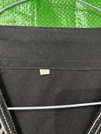 represent Black Traditional Thobe with White Geometric Woven