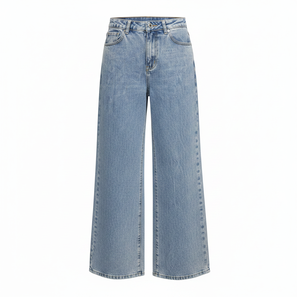 Women's Light Wash Wide-Leg Denim Jeans