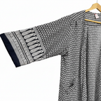 Women's Navy and White Printed Longline Kimono