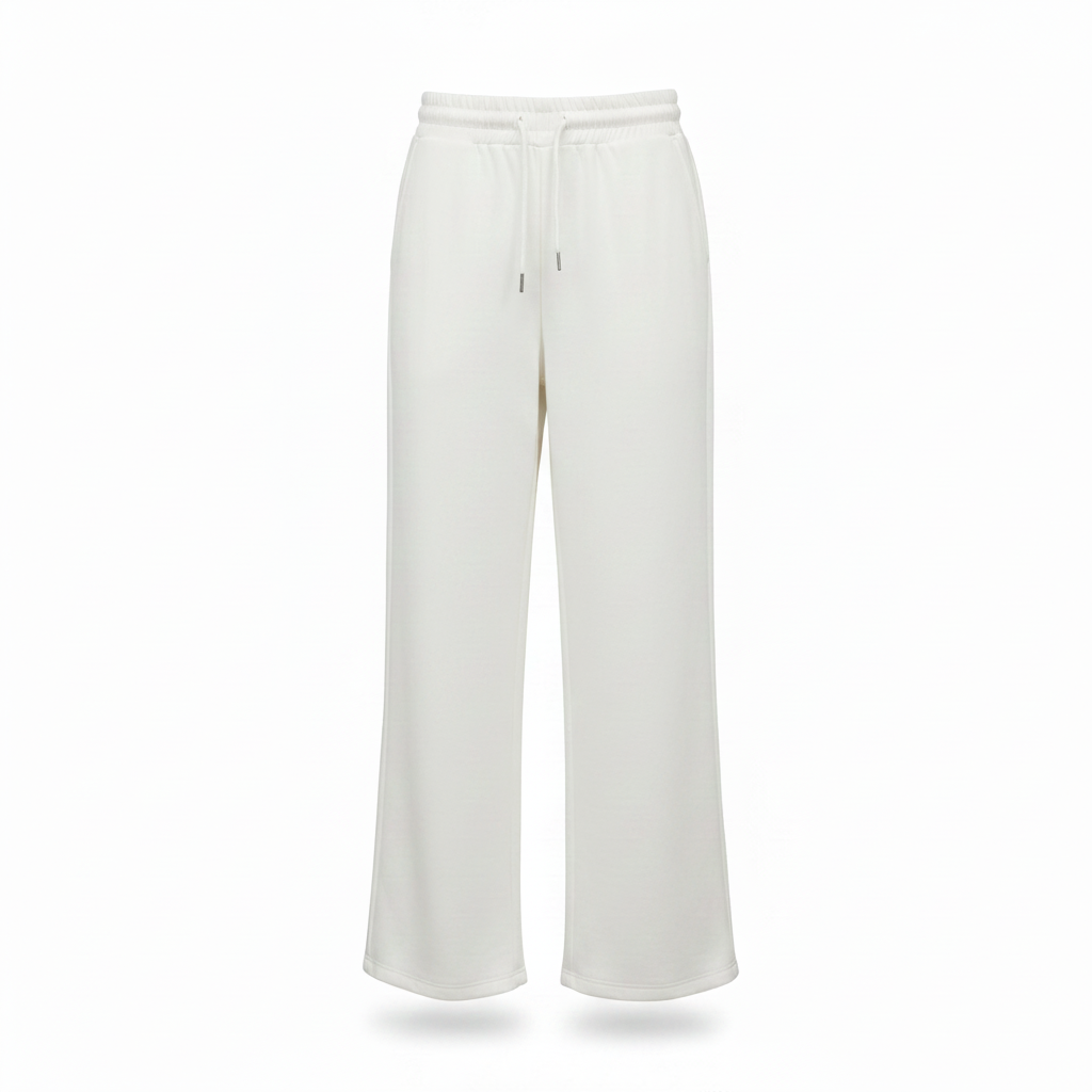 White Wide Leg Drawstring Sweatpants