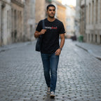 Tommy Jeans Black Tommy Jeans Crew-Neck T-Shirt with Bicolou